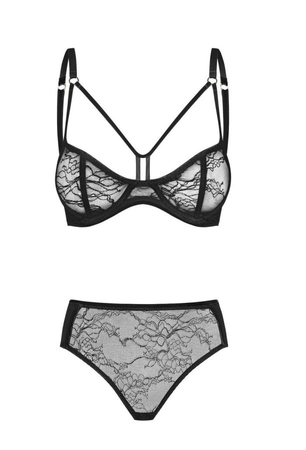 Koronkowy zestaw Noir Handmade Petitenoir Set out of balconette bra and lace brief