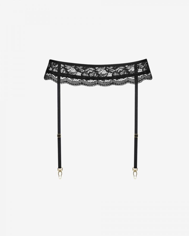 Koronkowy pas do pończoch Promees Gisele Garter Belt Black 