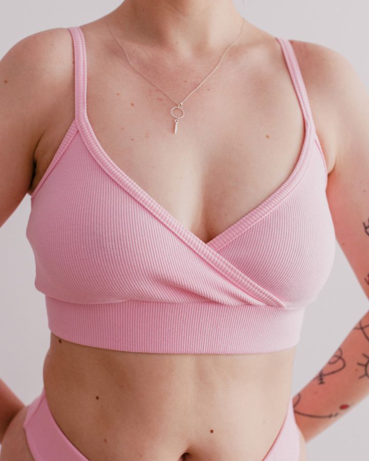 GWP Różowy top z prążkowanej dzianiny