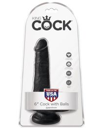 King Cock 6' Cock with Balls Black dildo z jądrami czarne 15cm