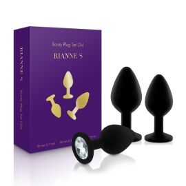 Zestaw silikonowych korków analnych z kryształkiem Rianne S Booty Plug Luxury Set 3 plugs Black