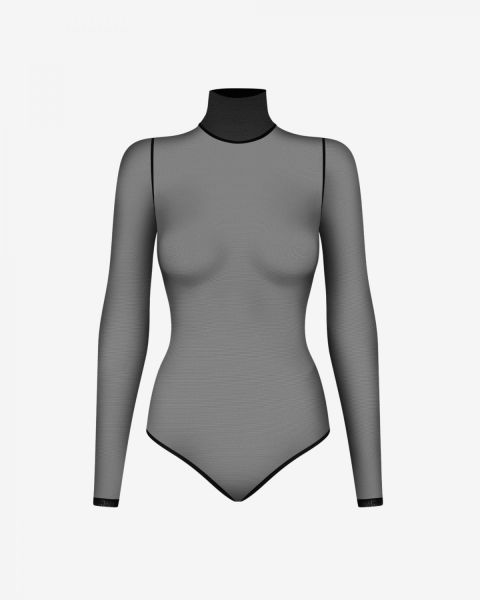 Czarne prześwitujące body Promees Ingrid 