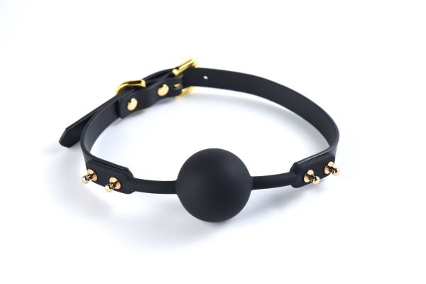 Silikonowy knebel ze skórzanym zapięciem Upko Silicone Solid Medium Ball Gag