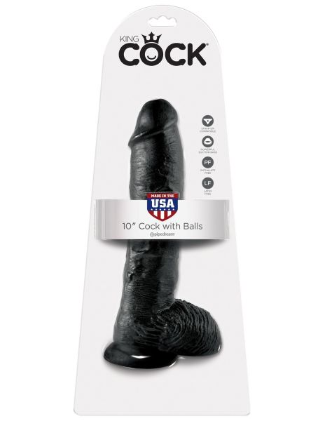 King Cock 10' Cock with Balls Black dildo z jądrami czarne 25 cm