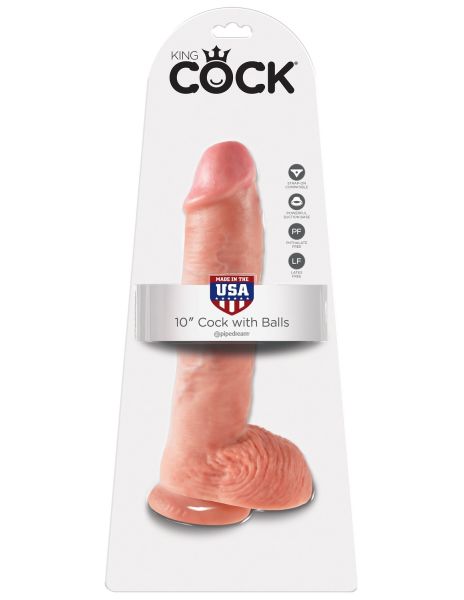 King Cock 10' Cock with Balls Flesh dildo z jądrami cieliste 25 cm