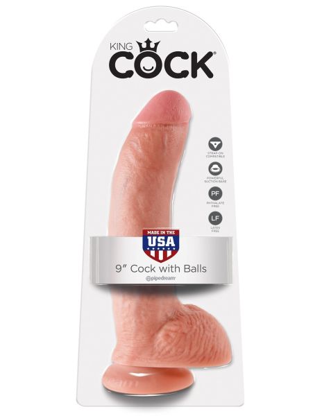 King Cock 9' Cock with Balls Flesh dildo z jądrami cieliste 23cm