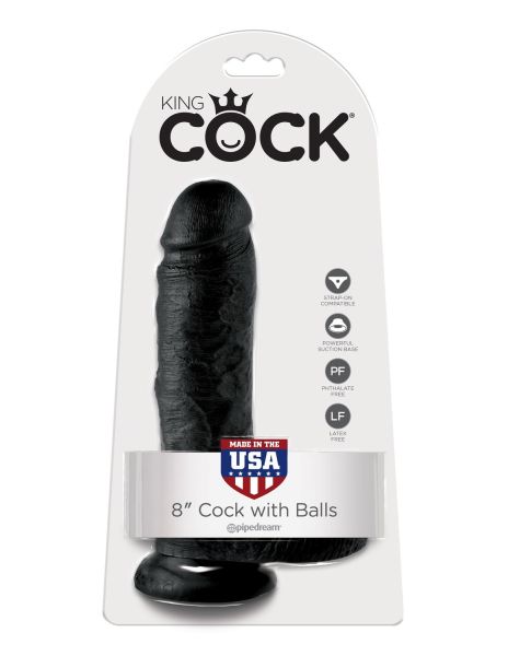 King Cock 8' Cock with Balls Black dildo z jądrami czarne 20cm