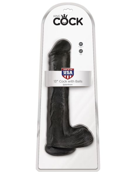 King Cock 13' Cock with Balls Black dildo z jądrami czarne 33cm