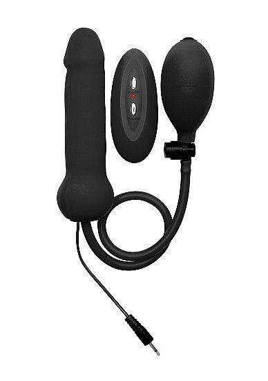 Nadmuchiwany korek analny z wibracjami Ouch! Inflatable Vibrating Silicone Dong black