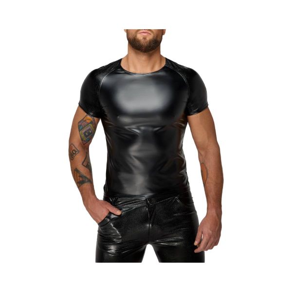 Noir Handmade H070 Wetlook t-shirt with snake wetlook sleeves L