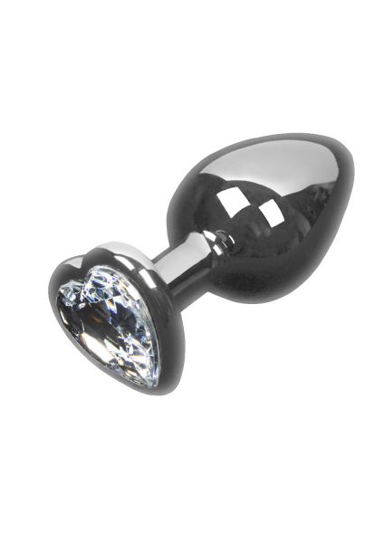 Metalowy korek z kryształkiem w kształcie serca Jewellery Silver Heart Small Silver