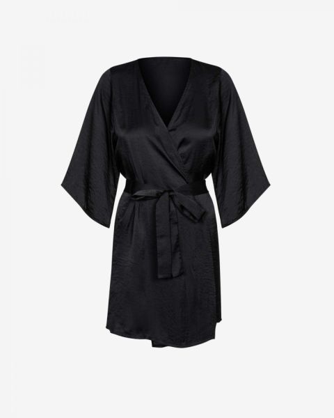 Czarny szlafrok jedwabny Promees Elle 