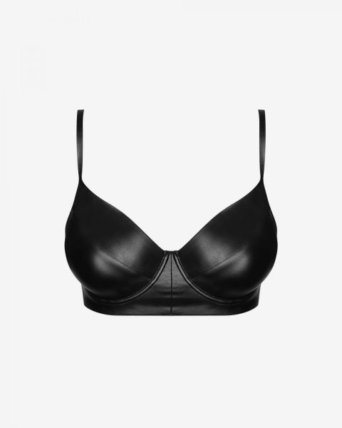 Czarny biustonosz z ekoskóry Promees Charlotte 