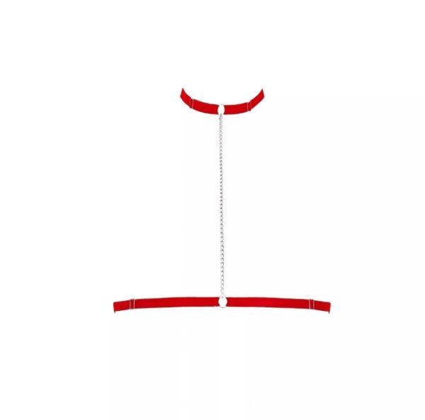 Czerwona obróżka ze srebrnym łańcuszkiem Alia Terry Chocker 