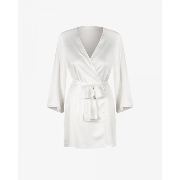 Biały satynowy szlafrok Promees Scarlett White 