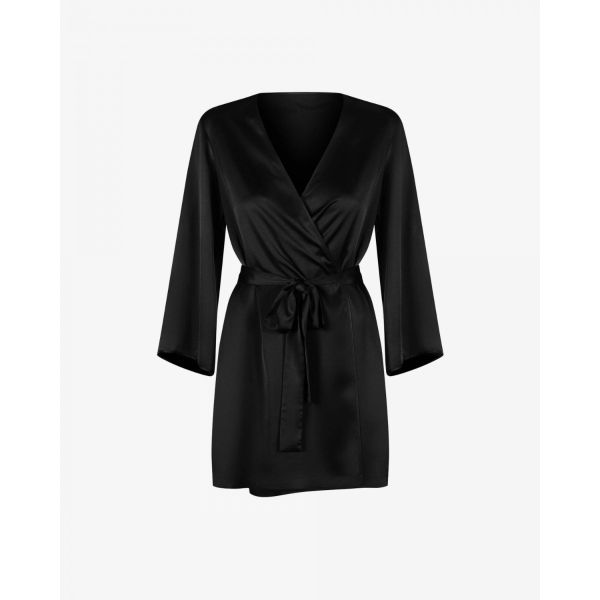 Czarny satynowy szlafrok Promees Scarlett Black 