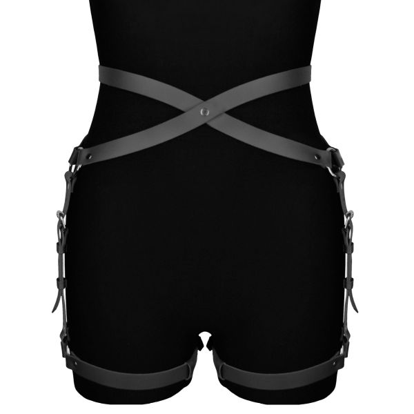 Czarna skórzana uprząż na uda Karess Alisa 