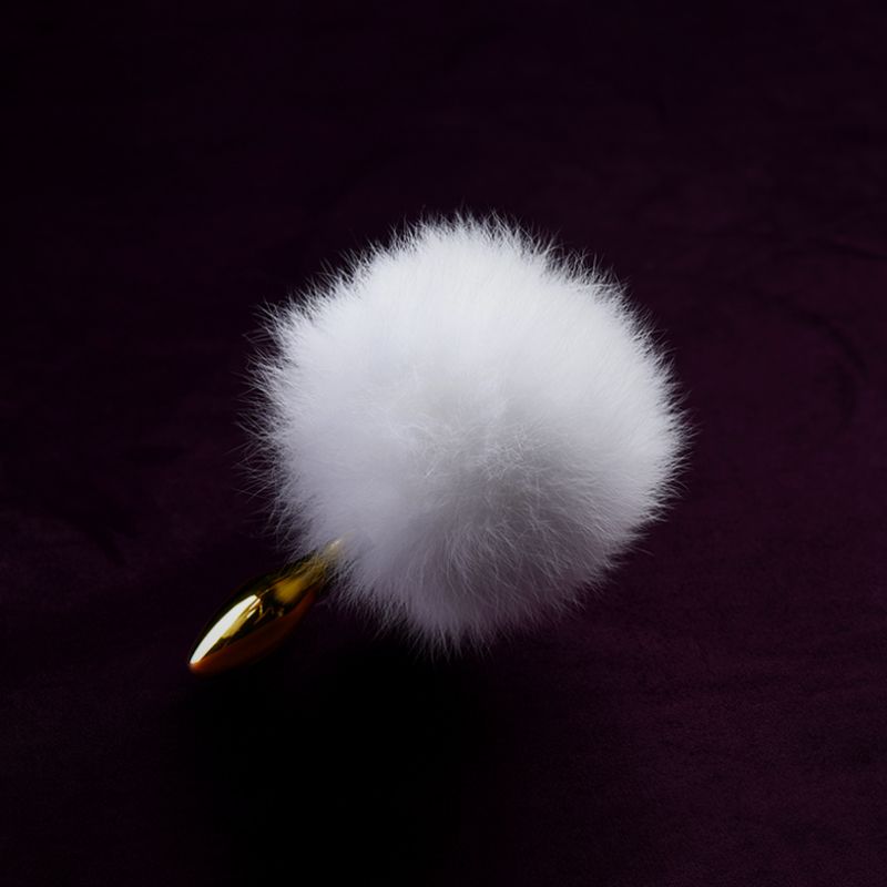 Metalowy korek z króliczym ogonkiem Upko Rabbit Fur Bunny Tail Small Butt Plug