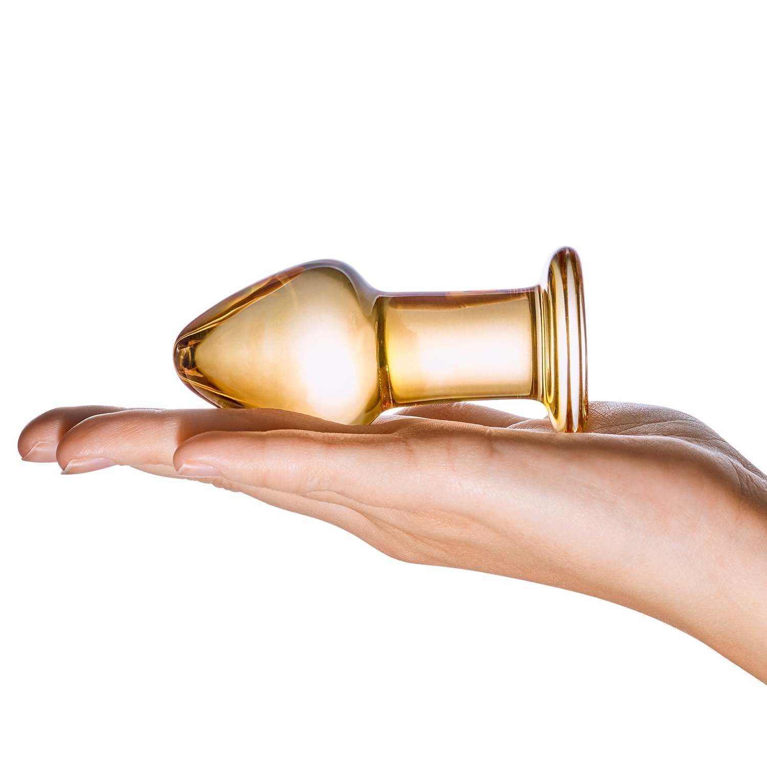 Pomarańczowy szklany korek analny Glas Over Easy Glass Butt Plug