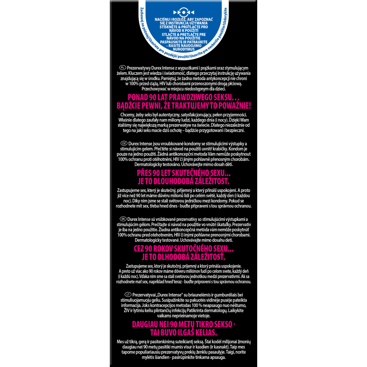 Prezerwatywy lateksowe z prążkami i wypustkami oraz żelem stymulującym Durex Intense 16szt