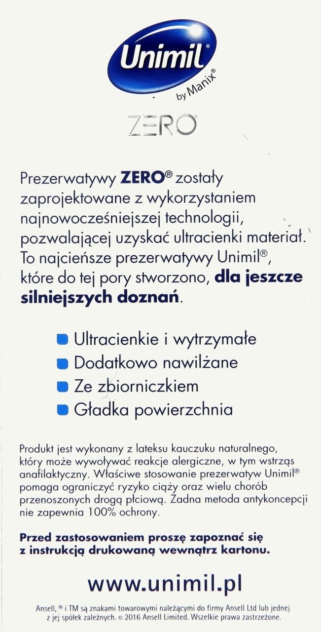 Unimil Zero prezerwatywy lateksowe 10 sztuk