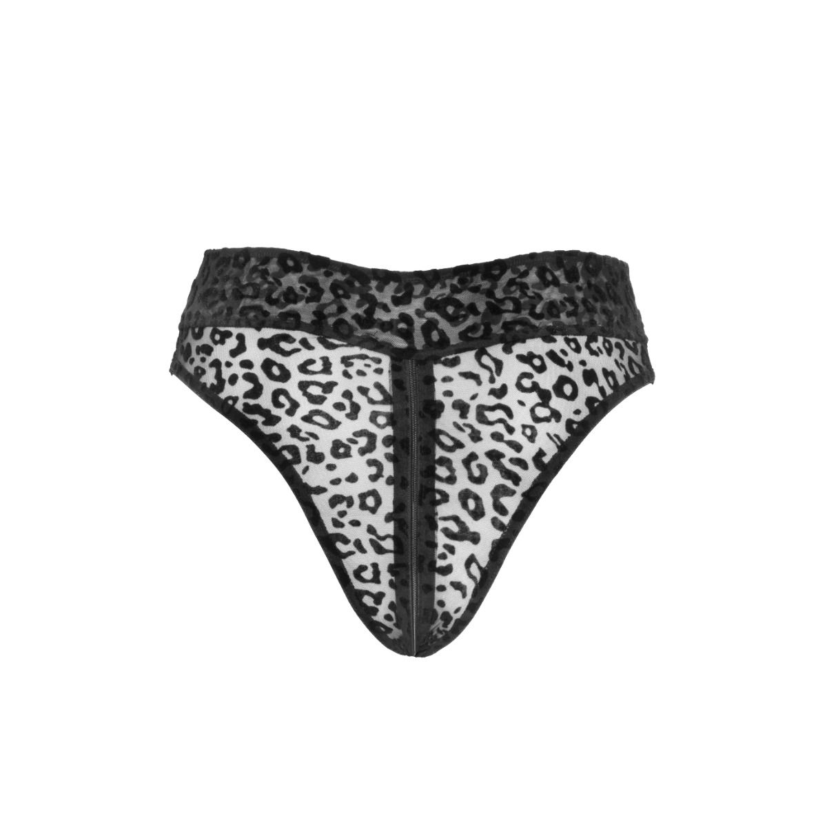 Centkowane figi z 3-kierunkowym zamkiem Noir Handmade F290 Panties of leopard