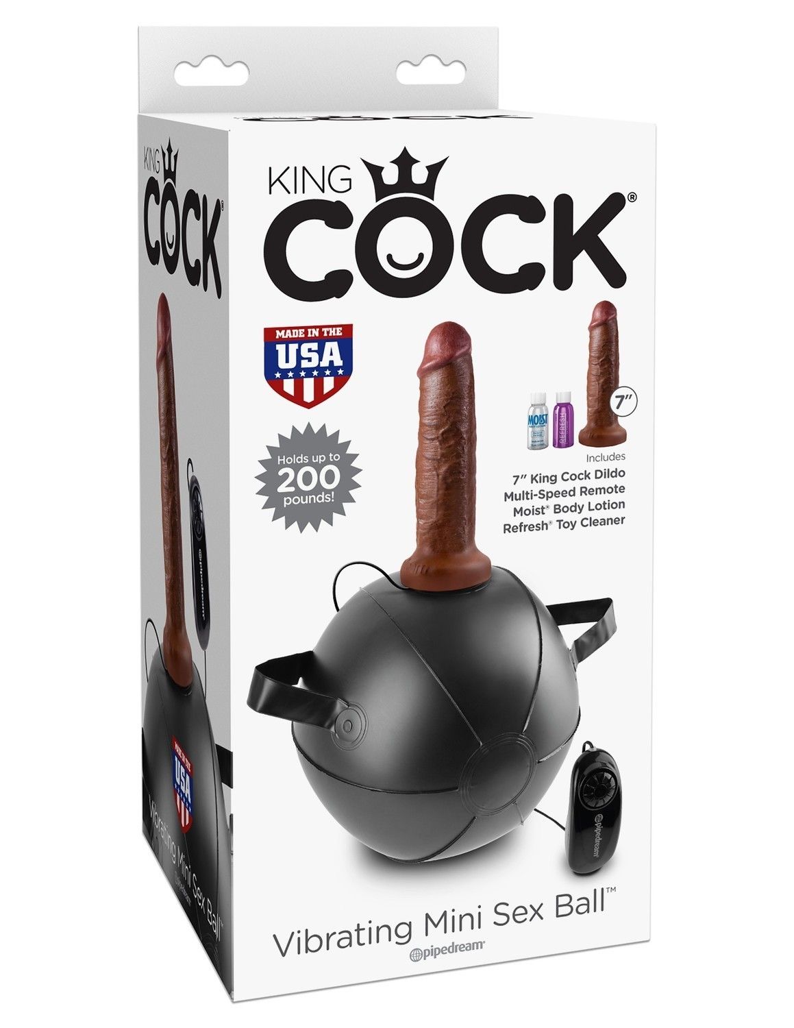 Wibrująca sex-piłka z nakładką 18cm King Cock Vibrating Mini Sex Ball with 7' Dildo