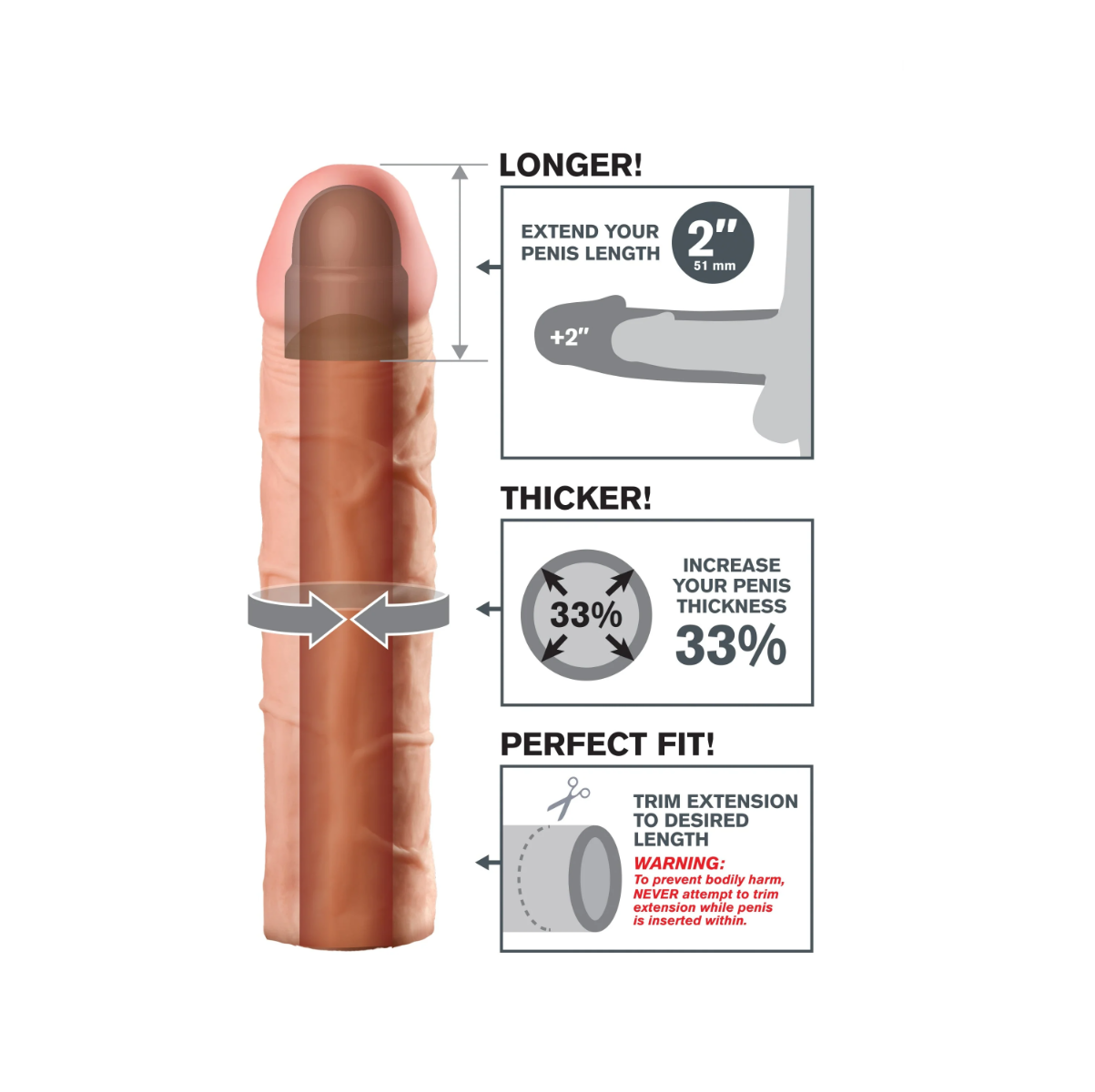 Nakładka na penisa Pipedream Fantasy X-tensions Perfect 2